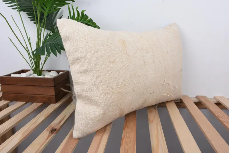 Vintage Kilim Throw Pillow, 16x24 Beige Cushion Cover, Boho Pillow, Cushion Case, Pillow for Sofa, Handwoven Pillow Cover Pillow Cover - 4