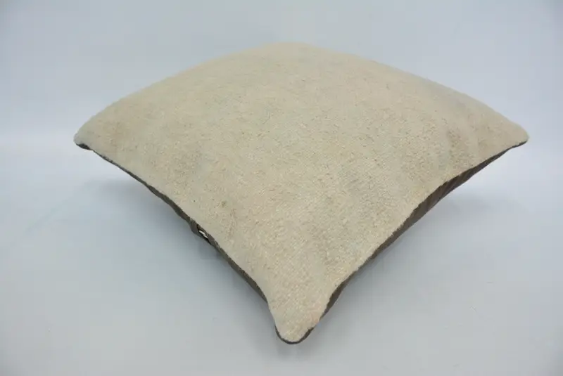 Kilim Cushion Sham, Lounge Throw Pillow Sham, Boho Pillow, 14x14 Beige Cushion Case, Interior Designer Pillow, Cushion Cover - 6