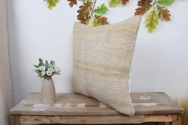 Pillow Cover, Turkish Pillow, Ethnic Pillow Cover Cushion Cover, Kilim Pillow, Aztec Pillow Sham, Turkish Kilim Pillow, 18x18 Beige Cushion Cover - 4