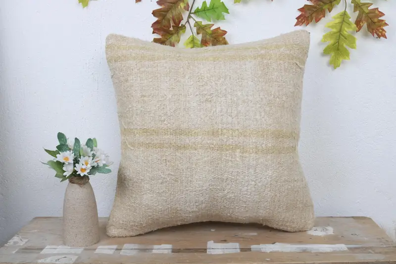 Pillow Cover, Turkish Pillow, Ethnic Pillow Cover Cushion Cover, Kilim Pillow, Aztec Pillow Sham, Turkish Kilim Pillow, 18x18 Beige Cushion Cover - 2