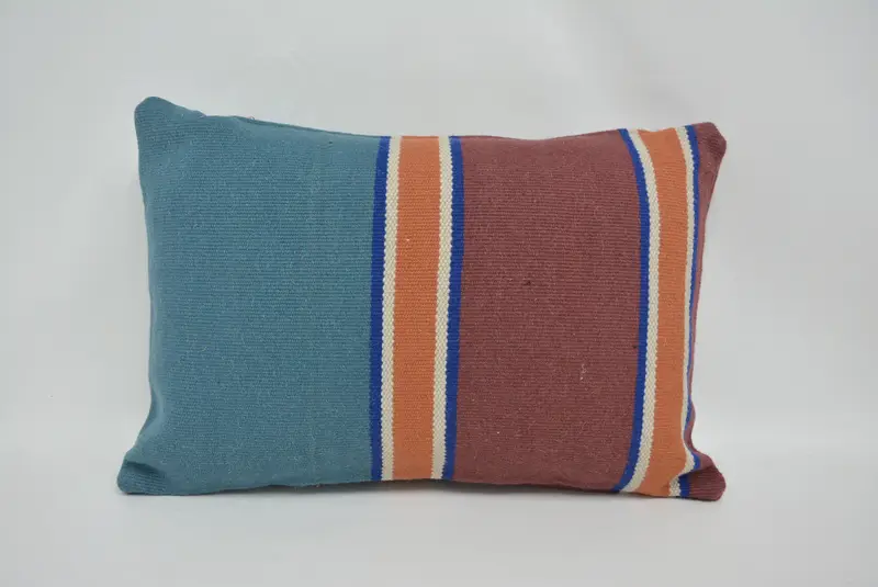 Vintage Pillow, Pillow Cover, Home Decor Pillow, Pillow for Couch, Office Chair Cushion Cover, 16x24 Blue Pillow Case, Wool Kilim Pillow Pillow - 1