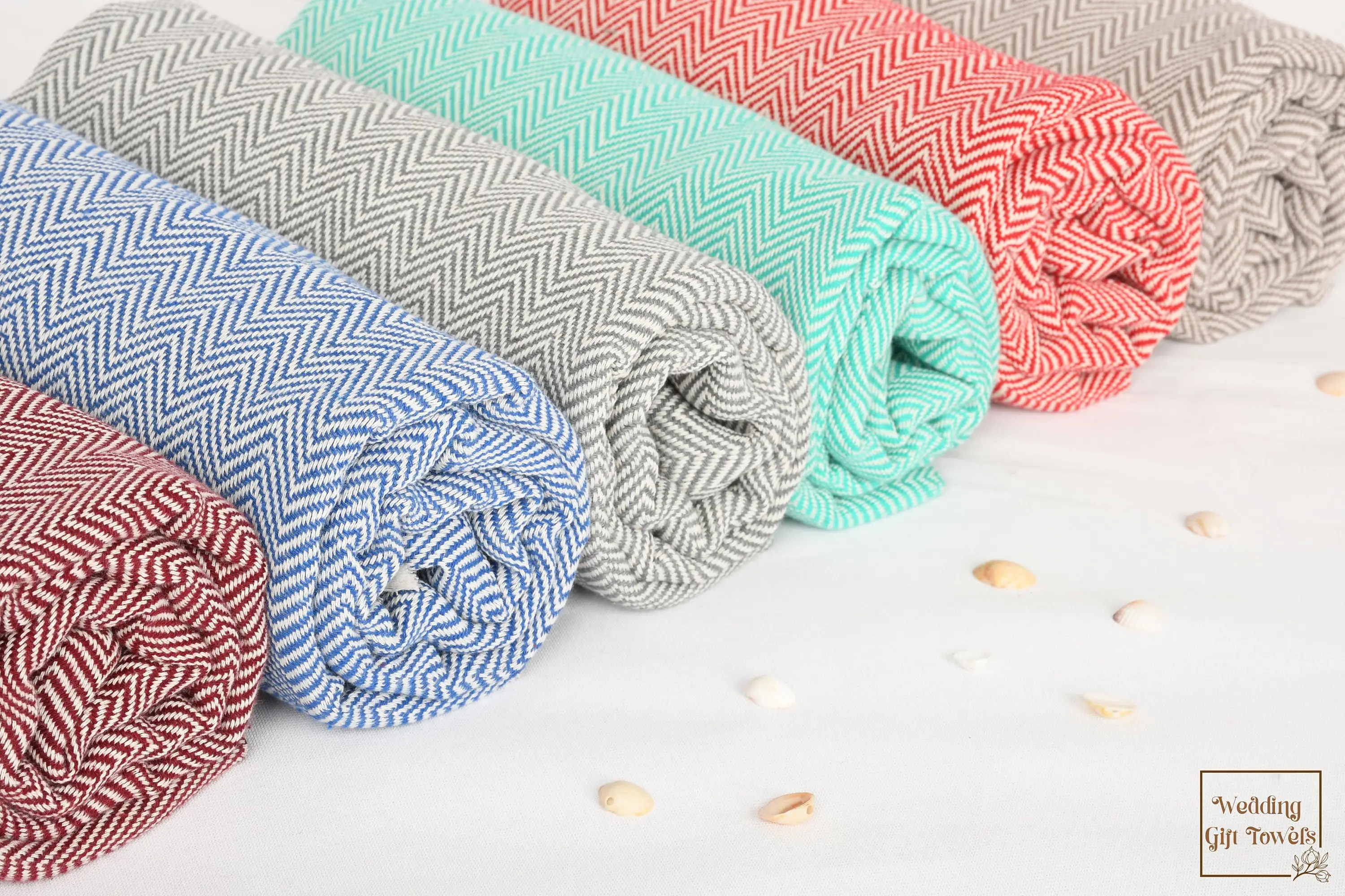 Personalized Turkish Cotton Herringbone Towel, Beige, 40x70 Inches - 1