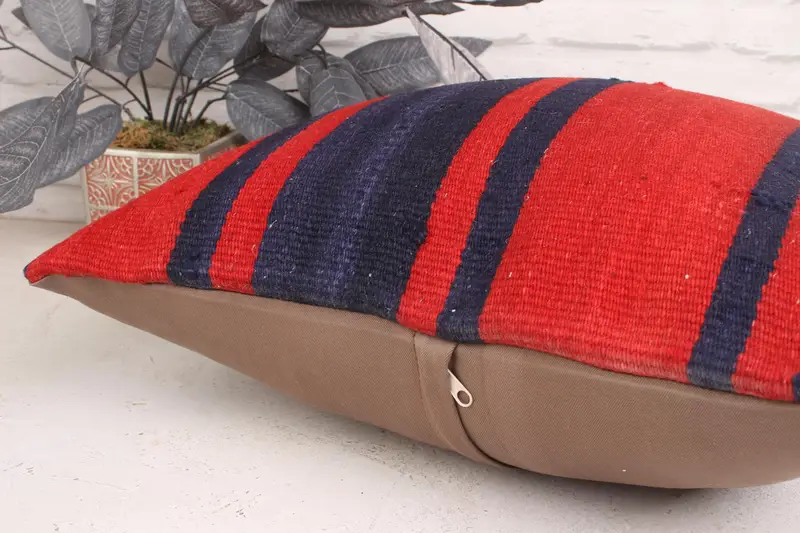 Pillow for Couch, Interior Designer Pillow, Yoga Pillow Sham, Crochet Pattern Pillow, Turkish Pillow, Cushion, 18x18 Red Cushion Cover - 7