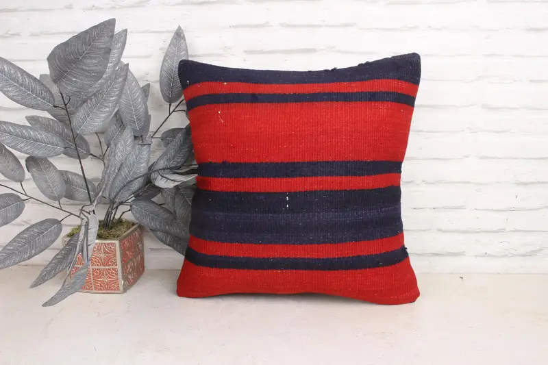 Pillow for Couch, Interior Designer Pillow, Yoga Pillow Sham, Crochet Pattern Pillow, Turkish Pillow, Cushion, 18x18 Red Cushion Cover - 1
