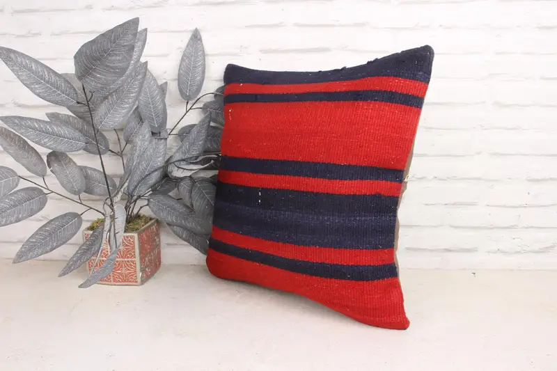 Pillow for Couch, Interior Designer Pillow, Yoga Pillow Sham, Crochet Pattern Pillow, Turkish Pillow, Cushion, 18x18 Red Cushion Cover - 4