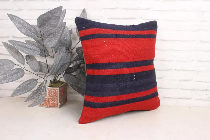Pillow for Couch, Interior Designer Pillow, Yoga Pillow Sham, Crochet Pattern Pillow, Turkish Pillow, Cushion, 18x18 Red Cushion Cover - 3