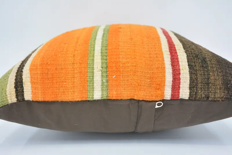 Bohemian Cushion Pillow Case, Turkish Kilim Pillow, Cushion, 16x16 Orange Pillow Case, Interior Designer Pillow, Kilim Pillow Cover, Luxury Pillow - 5
