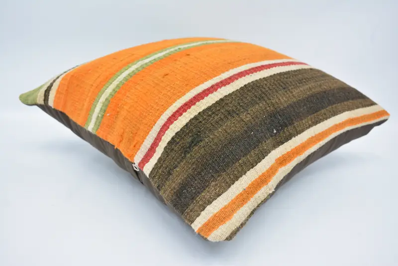 Bohemian Cushion Pillow Case, Turkish Kilim Pillow, Cushion, 16x16 Orange Pillow Case, Interior Designer Pillow, Kilim Pillow Cover, Luxury Pillow - 6