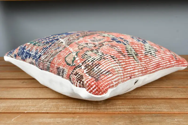 Bolster Pillow Case, Neutral Pillow Cover, Interior Designer Pillow, Vintage Kilim Pillow, 14x14 Blue Cushion Cover, Pillow Cover, Pillow for Sofa - 4