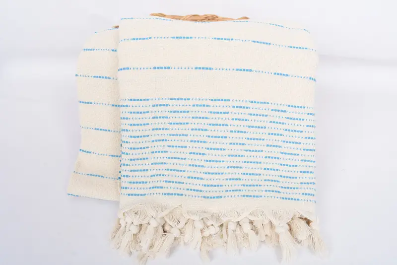Decorative Blanket, Bachelorette Party Items, Woven Throw Blanket, 98x92 Cotton Striped Design Towel, Bridesmaid Favors, Wedding Favors - 5
