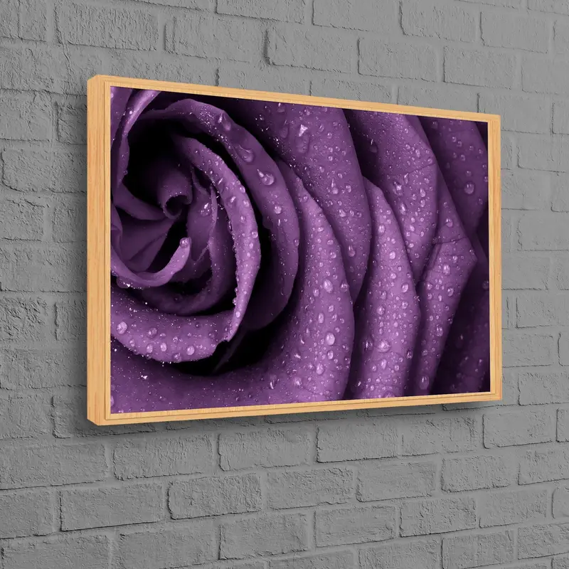 Modern Lüks: Trendy Mor Gül Baskılı Kanvas Tablo