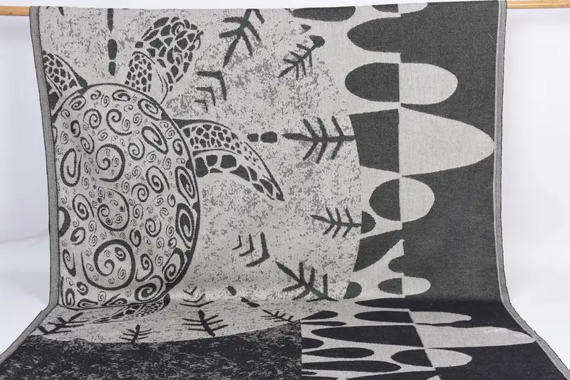 Turkish Bath Towel Set, Monogram Beach Towel, Black Turtle Design, 70x40 Inches