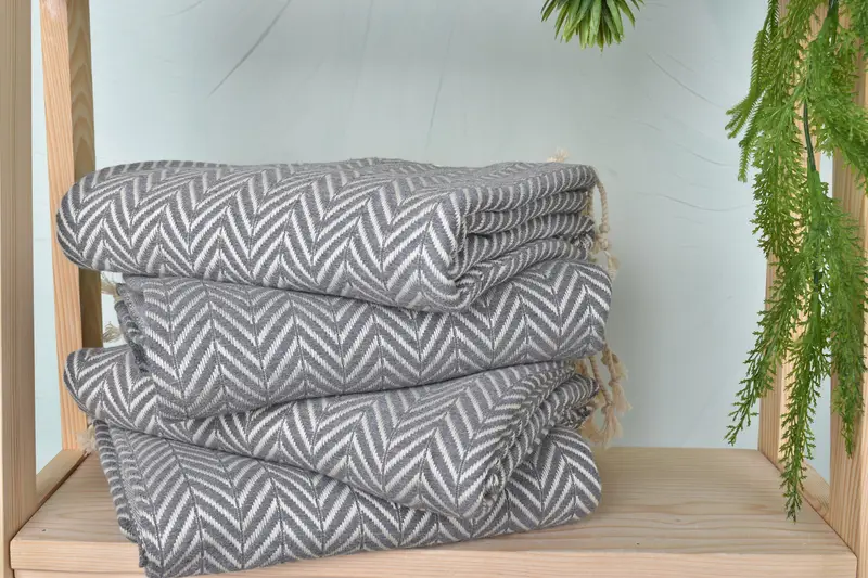 Monogram Turkish Towel, Turkish beach towel with fringe, Gift For Him, 70x40 Cotton Zig zag Towel, Spa Towel, Christmas Favors, Turkish beach towel - 7