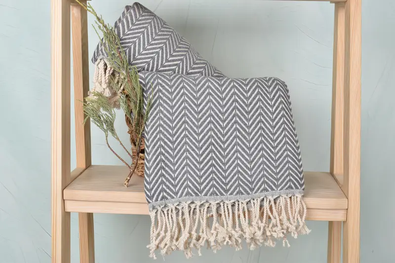 Monogram Turkish Towel, Turkish beach towel with fringe, Gift For Him, 70x40 Cotton Zig zag Towel, Spa Towel, Christmas Favors, Turkish beach towel - 4