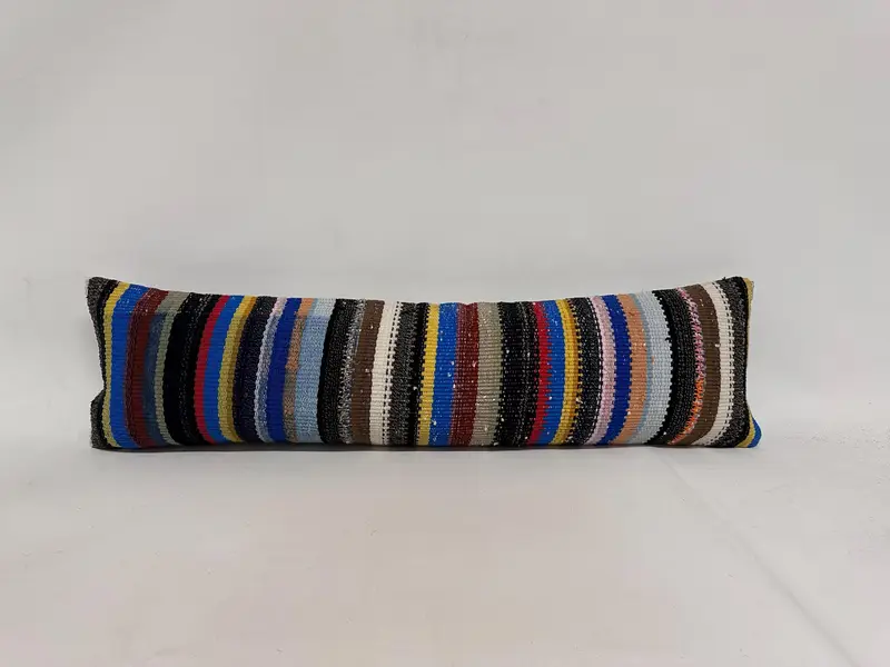 Cozy Throw Pillow Sham, Home Decor Pillow, 12x43 Blue Pillow Cover, Cushion Cover, Pillow for Couch, Boho Pillow Sham Cover, Authentic Pillow - 1