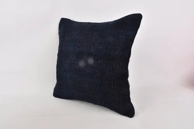 Chair Pillow, Turkish Kilim Pillow, Boho Pillow Sham Cover, Cushion Case, Vintage Pillow, Bohemian Cushion Pillow Sham, 16x16 Blue Pillow Sham - 3