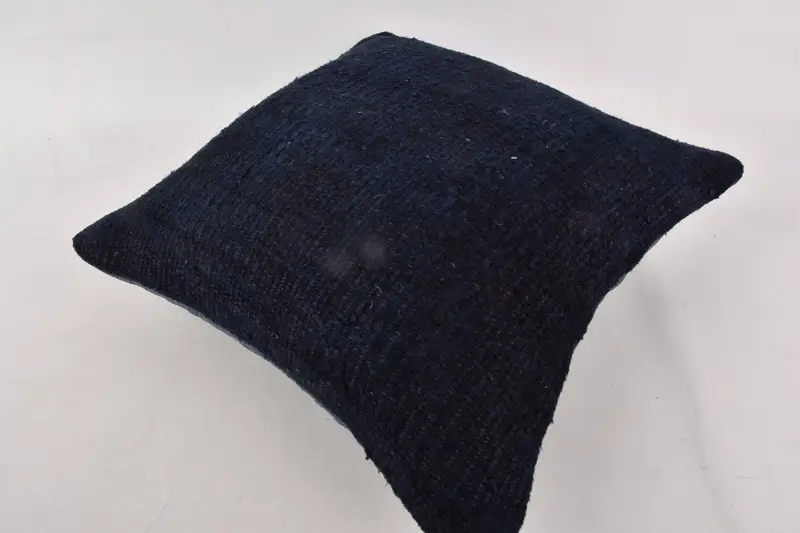 Chair Pillow, Turkish Kilim Pillow, Boho Pillow Sham Cover, Cushion Case, Vintage Pillow, Bohemian Cushion Pillow Sham, 16x16 Blue Pillow Sham - 6