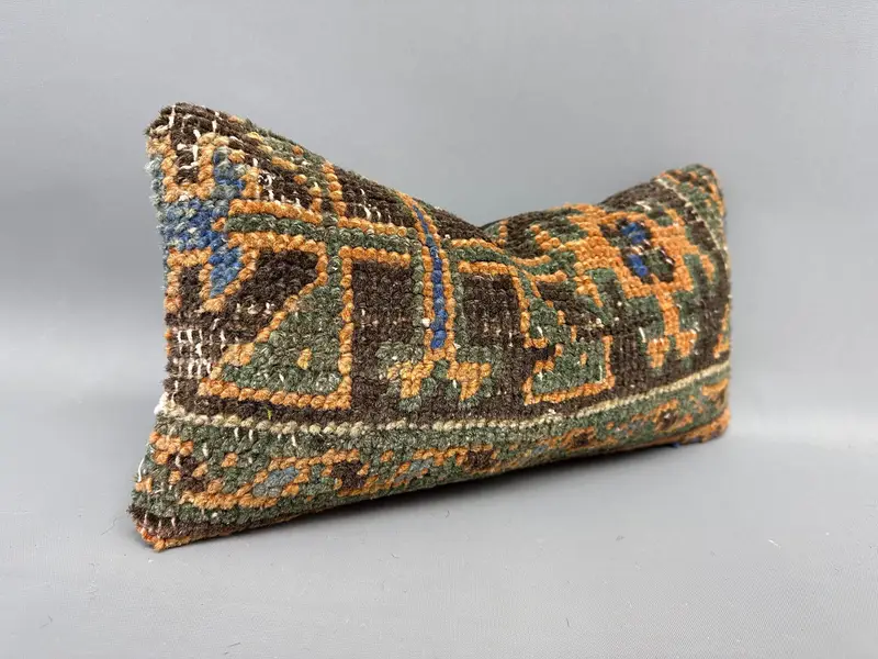 Cushion Case, Retro Throw Pillow Case, Interior Designer Pillow, 8x16 Brown Pillow Sham, Pillow for Sofa, Throw Kilim Pillow, Aesthetic Pillow Sham - 2