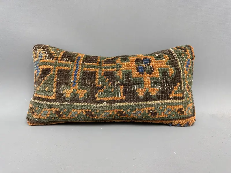 Cushion Case, Retro Throw Pillow Case, Interior Designer Pillow, 8x16 Brown Pillow Sham, Pillow for Sofa, Throw Kilim Pillow, Aesthetic Pillow Sham - 4