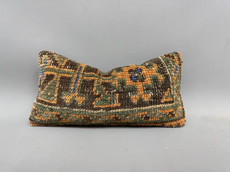 Cushion Case, Retro Throw Pillow Case, Interior Designer Pillow, 8x16 Brown Pillow Sham, Pillow for Sofa, Throw Kilim Pillow, Aesthetic Pillow Sham - 1