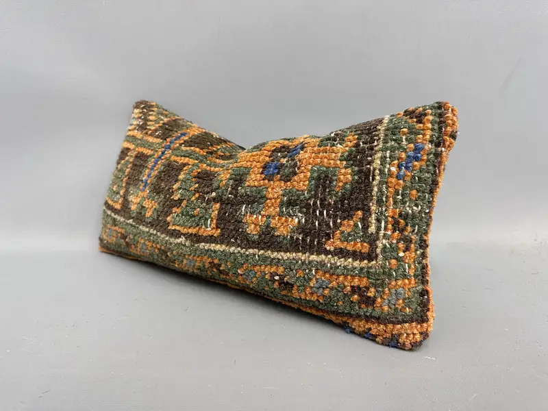 Cushion Case, Retro Throw Pillow Case, Interior Designer Pillow, 8x16 Brown Pillow Sham, Pillow for Sofa, Throw Kilim Pillow, Aesthetic Pillow Sham - 3