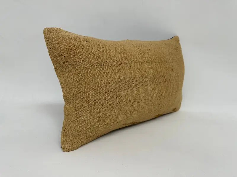 Ethnisches Kilimteppichkissen, 12x20 gelbes Kissen, Vintage -Kilim -Kissen, Kissen für Sofa, handgefertigte Kissenbedeckung, Kissengehäuse, Strickkissenabdeckung - 3