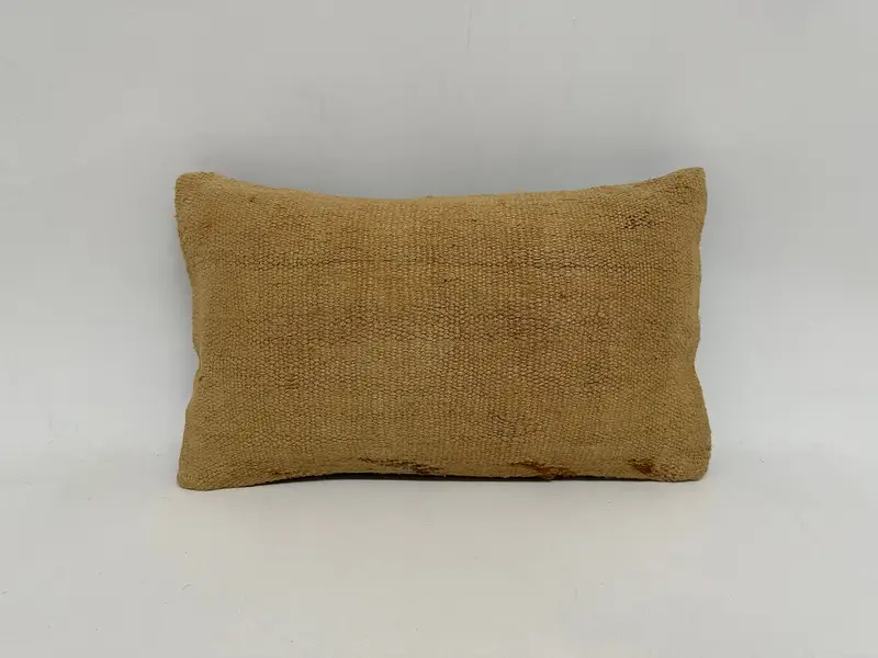 Ethnisches Kilimteppichkissen, 12x20 gelbes Kissen, Vintage -Kilim -Kissen, Kissen für Sofa, handgefertigte Kissenbedeckung, Kissengehäuse, Strickkissenabdeckung - 1