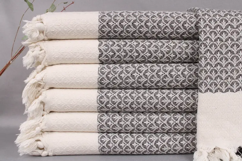 Customized Turkish Tea Towel, Light Beige Floral, 18x34 Inches