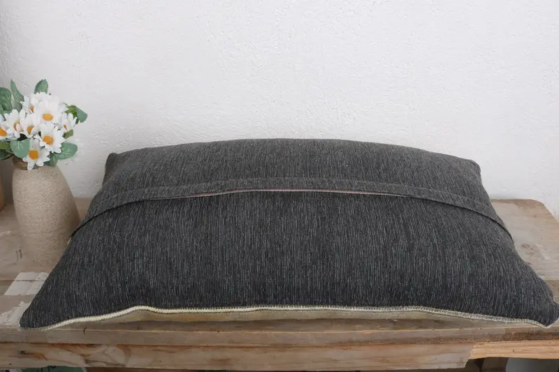 Farmhouse Cushion Case, Cushion, Cotton Cushion Case, Handmade Kilim Cushion, 12x20 Yellow Cushion Cover, Throw Kilim Pillow, Vintage Pillow - 7