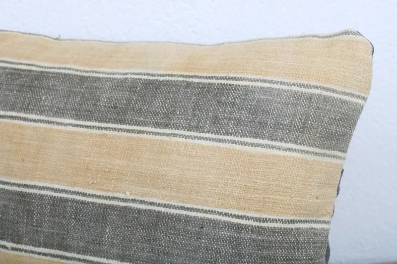 Farmhouse Cushion Case, Cushion, Cotton Cushion Case, Handmade Kilim Cushion, 12x20 Yellow Cushion Cover, Throw Kilim Pillow, Vintage Pillow - 5