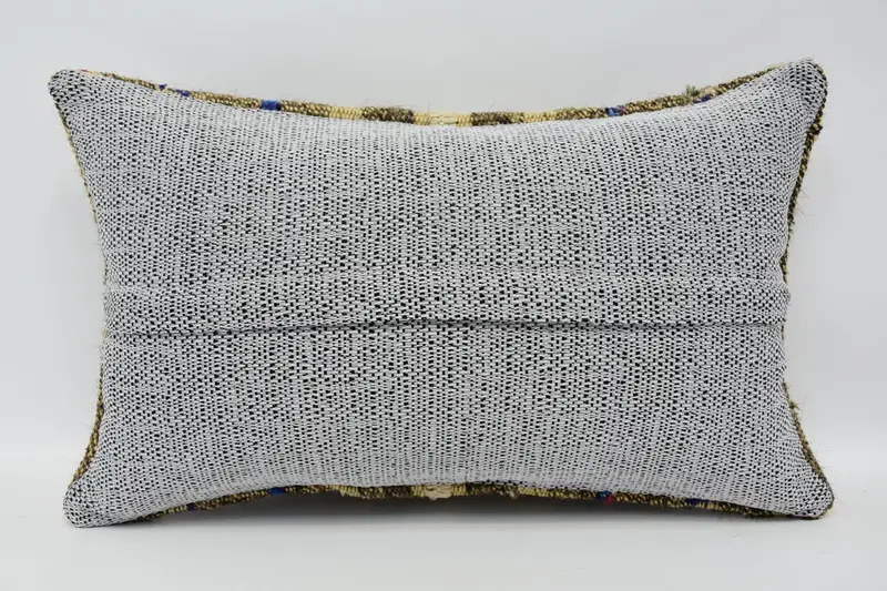 Handmade Kilim Cushion, 12x20 Brown Cushion, Kilim Pillow Cover, Nomadic Cushion Cover, Pillow Case, Home Decor Pillow, Neutral Pillow Case - 6
