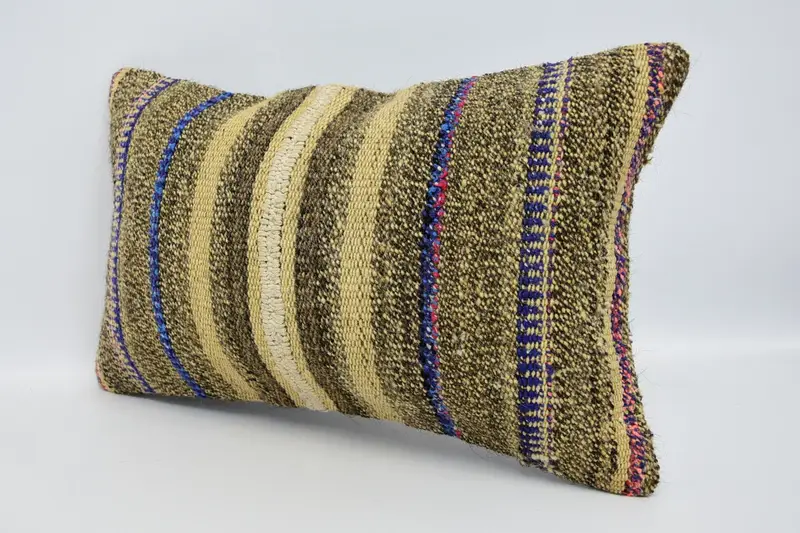 Handmade Kilim Cushion, 12x20 Brown Cushion, Kilim Pillow Cover, Nomadic Cushion Cover, Pillow Case, Home Decor Pillow, Neutral Pillow Case - 4