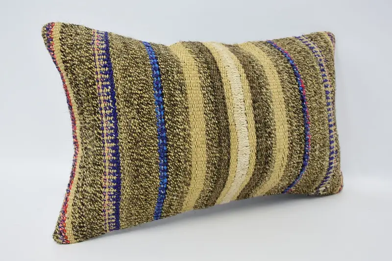 Handmade Kilim Cushion, 12x20 Brown Cushion, Kilim Pillow Cover, Nomadic Cushion Cover, Pillow Case, Home Decor Pillow, Neutral Pillow Case - 3