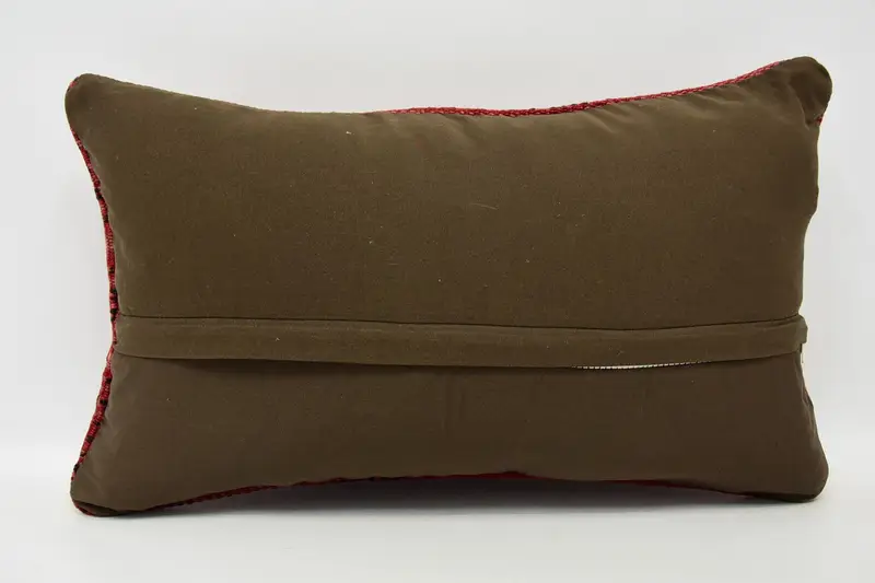 Cushion, Anatolian Pillow Cover, Antique Pillows, 12x20 Red Pillow Sham, Pillow for Sofa, Pillow for Couch, Farmhouse Pillow - 6