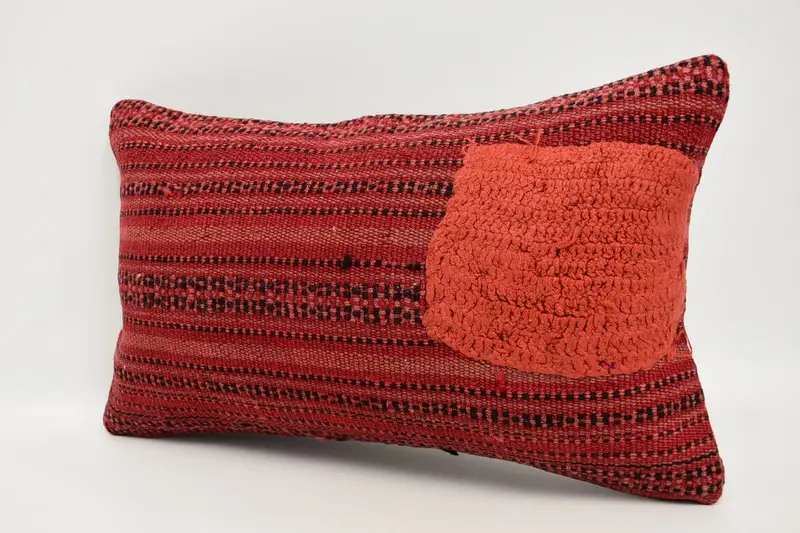 Cushion, Anatolian Pillow Cover, Antique Pillows, 12x20 Red Pillow Sham, Pillow for Sofa, Pillow for Couch, Farmhouse Pillow - 4