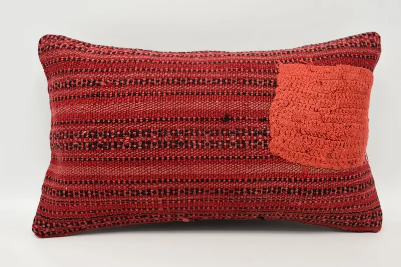 Cushion, Anatolian Pillow Cover, Antique Pillows, 12x20 Red Pillow Sham, Pillow for Sofa, Pillow for Couch, Farmhouse Pillow - 1