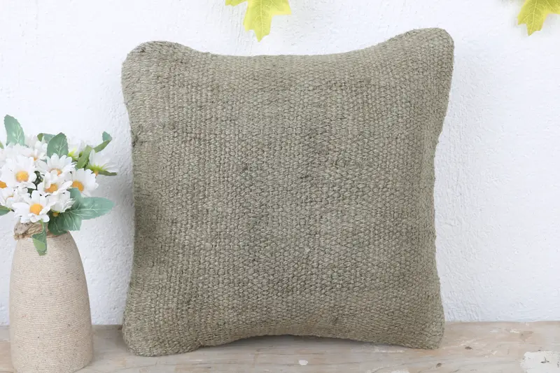 Vintage Kilim Throw Pillow, Ethnical Kilim Rug Pillow, Kilim Pillow, 12x12 Brown Cushion Cover, Cushion Case, Bright Cushion Cover - 2