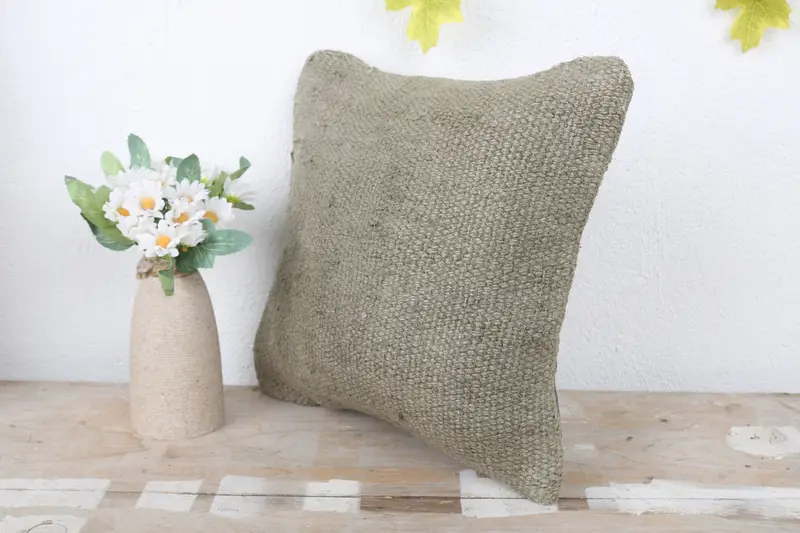 Vintage Kilim Throw Pillow, Ethnical Kilim Rug Pillow, Kilim Pillow, 12x12 Brown Cushion Cover, Cushion Case, Bright Cushion Cover - 4