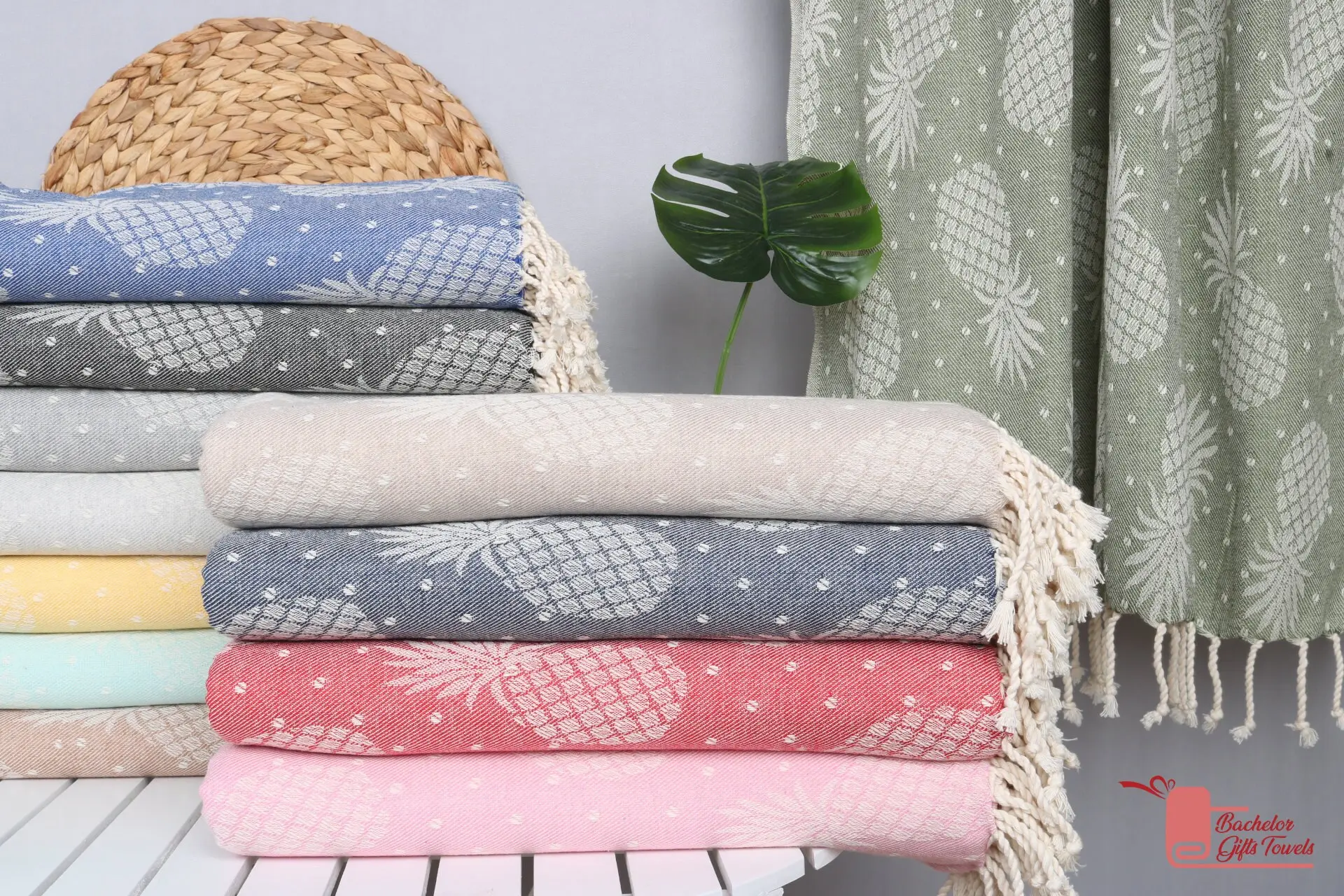 Turkish Towel, 40x79 Cotton Pineapple Design, Peshtemal Towel - 1