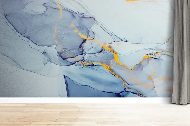 Blue Tones Marble, 3d Wall Paper, Modern Marble Wall Poster, Bright Wall Paper, Modern Wall Paper, Alcohol Ink Wall Decor, - 5