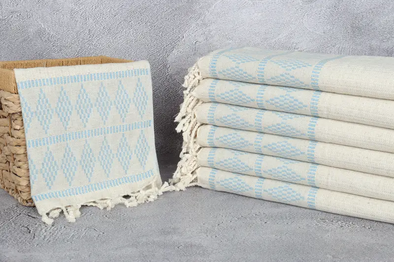 Valentines Day Gift, Wedding Hand Made Gift, Wedding Favors, Monogram Kitchen Towel, 40x20 Linen Kilim Design Towel, Summer Gift, Turkish Hand Towel - 3