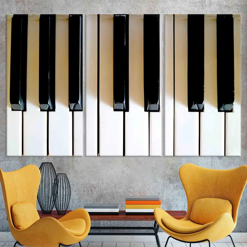 Piano Keys Wall Art, Canvas Wall Art, Home Decor, Black and White Wall Art, Trendy Wall Decor, Large Canvas Art, Personalized Wall Decor, - 1