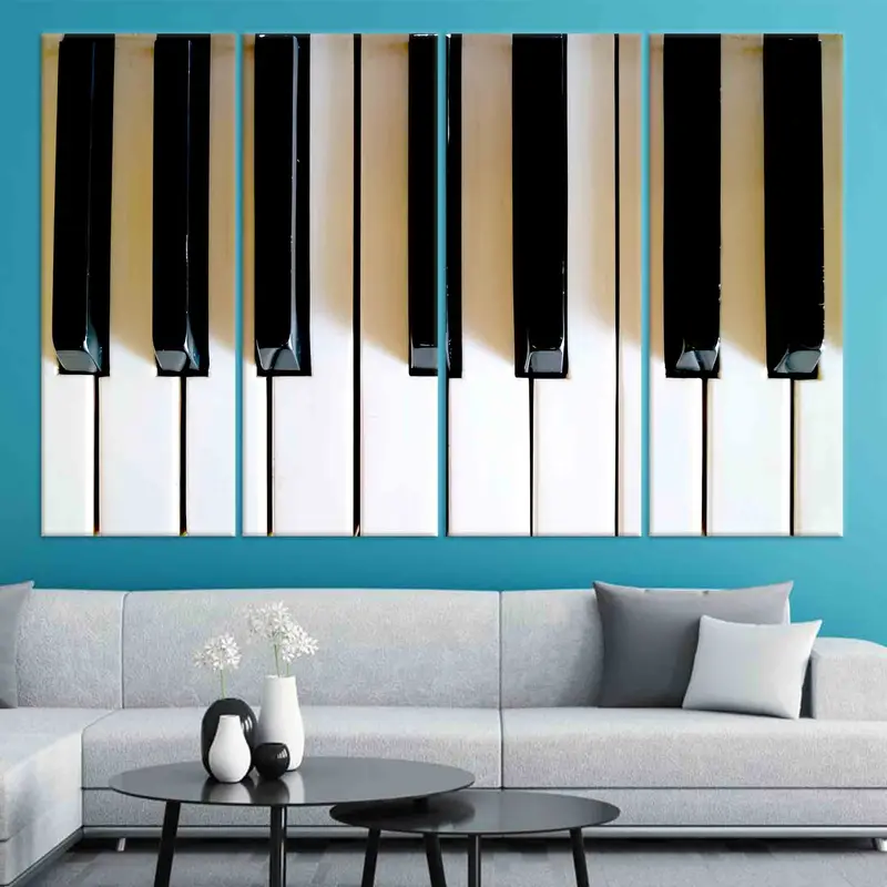 Piano Keys Wall Art, Canvas Wall Art, Home Decor, Black and White Wall Art, Trendy Wall Decor, Large Canvas Art, Personalized Wall Decor, - 2