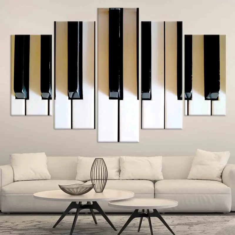 Piano Keys Wall Art, Canvas Wall Art, Home Decor, Black and White Wall Art, Trendy Wall Decor, Large Canvas Art, Personalized Wall Decor, - 3