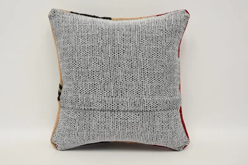 Boho Chic Cushion Cover, Ethnical Kilim Rug Pillow, 12x12 Beige Pillow, Vintage Pillow, Cushion Cover, Handmade Kilim Cushion - 6
