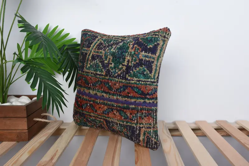 16x16 Red Pillow Case, Floor Pillow Sham, Home Decor Pillow, Boho Pillow Sham Cover, Ethnic Cushion Case, Boho Pillow, Pillow Sham - 5