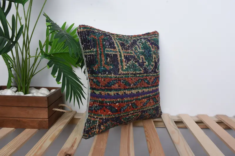16x16 Red Pillow Case, Floor Pillow Sham, Home Decor Pillow, Boho Pillow Sham Cover, Ethnic Cushion Case, Boho Pillow, Pillow Sham - 4