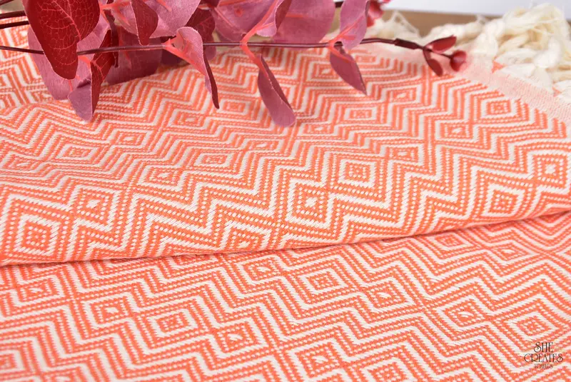 Luxury Turkish beach towel with fringe, Quick-dry towel, Wedding Shower Gift, 70x38 Cotton Diamond Towel, Bridal Shower Favors, Hammam towel - 6