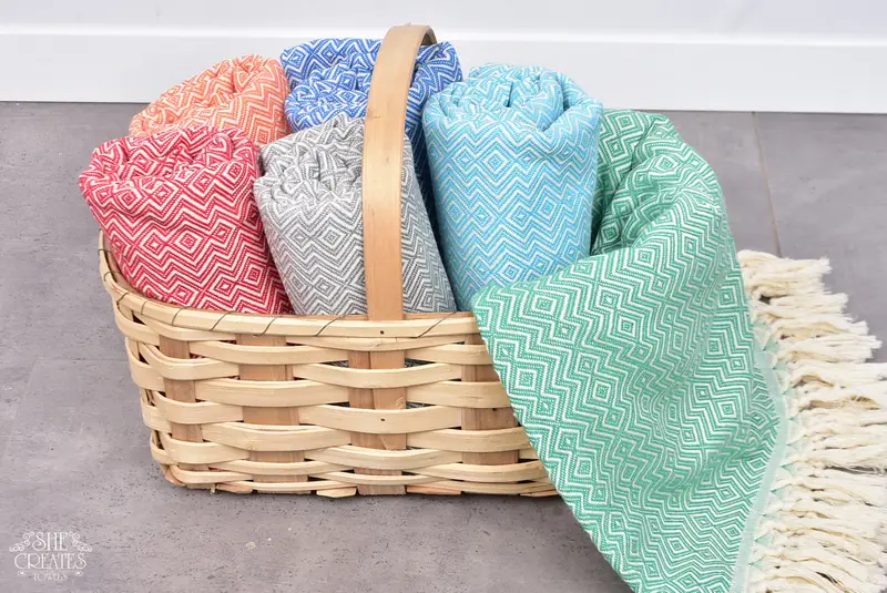 Luxury Turkish beach towel with fringe, Quick-dry towel, Wedding Shower Gift, 70x38 Cotton Diamond Towel, Bridal Shower Favors, Hammam towel - 7