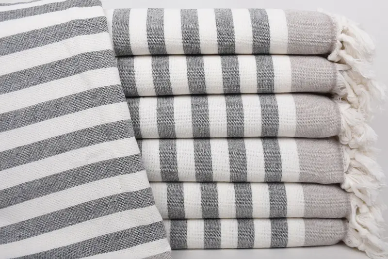 Brown Striped Terry Towel, Personalized Bath Towel, 67x40 Inches